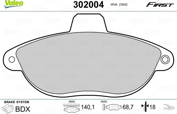 Valeo 302004 - Kit pastiglie freno, Freno a disco www.autoricambit.com