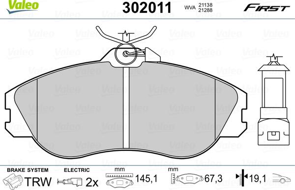 Valeo 302011 - Kit pastiglie freno, Freno a disco www.autoricambit.com