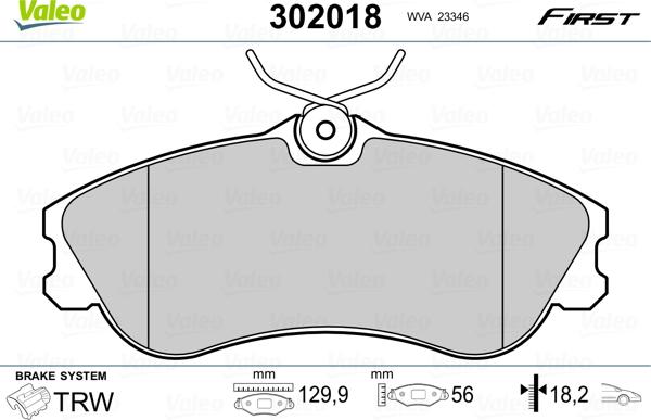 Valeo 302018 - Kit pastiglie freno, Freno a disco www.autoricambit.com