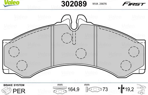 Valeo 302089 - Kit pastiglie freno, Freno a disco www.autoricambit.com