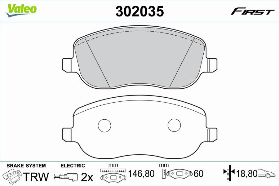 Valeo 302035 - Kit pastiglie freno, Freno a disco www.autoricambit.com