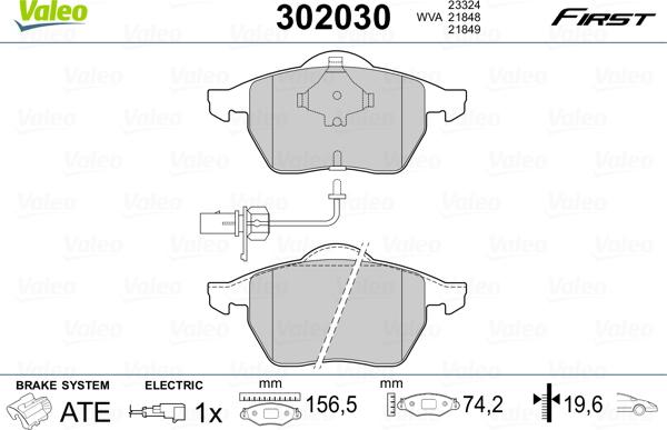 Valeo 302030 - Kit pastiglie freno, Freno a disco www.autoricambit.com