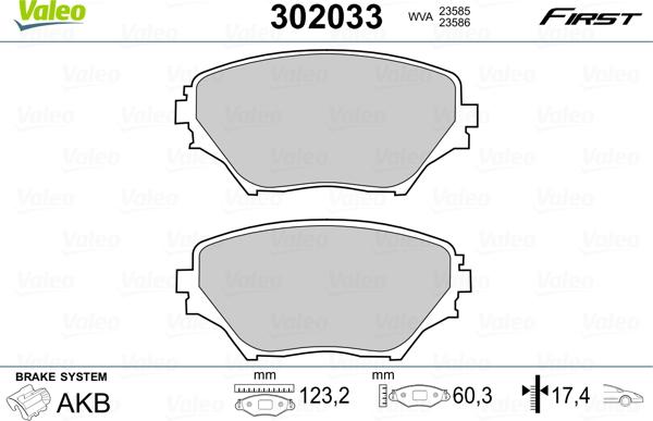 Valeo 302033 - Kit pastiglie freno, Freno a disco www.autoricambit.com