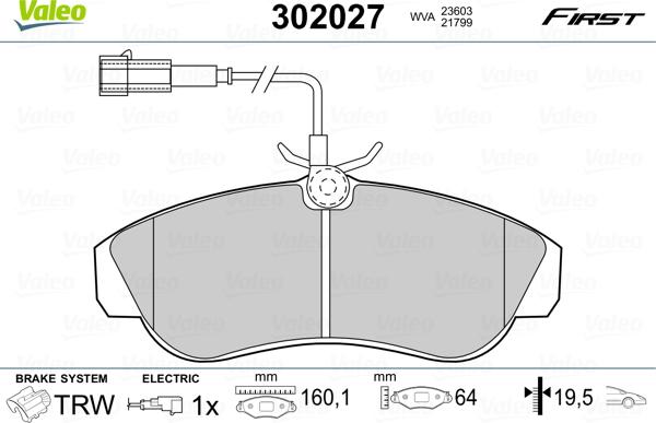 Valeo 302027 - Kit pastiglie freno, Freno a disco www.autoricambit.com