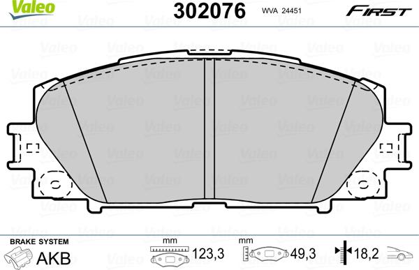 Valeo 302076 - Kit pastiglie freno, Freno a disco www.autoricambit.com