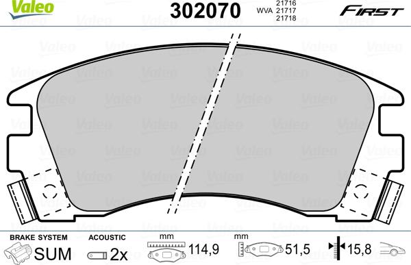 Valeo 302070 - Kit pastiglie freno, Freno a disco www.autoricambit.com