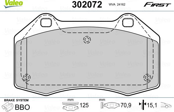 Valeo 302072 - Kit pastiglie freno, Freno a disco www.autoricambit.com