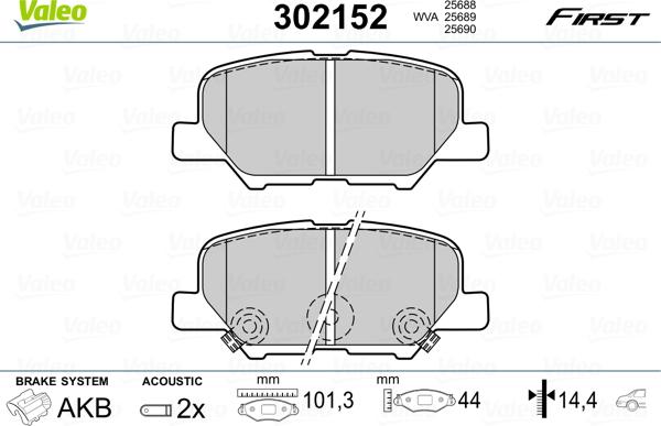 Valeo 302152 - Kit pastiglie freno, Freno a disco www.autoricambit.com