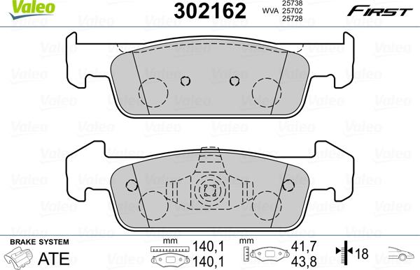 Valeo 302162 - Kit pastiglie freno, Freno a disco www.autoricambit.com