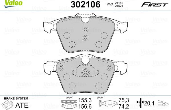 Valeo 302106 - Kit pastiglie freno, Freno a disco www.autoricambit.com