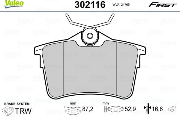 Valeo 302116 - Kit pastiglie freno, Freno a disco www.autoricambit.com