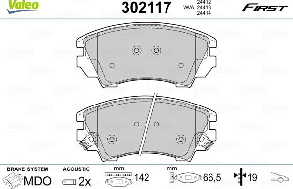 Valeo 302117 - Kit pastiglie freno, Freno a disco www.autoricambit.com