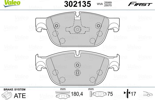 Valeo 302135 - Kit pastiglie freno, Freno a disco www.autoricambit.com