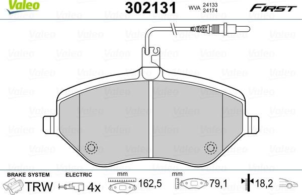 Valeo 302131 - Kit pastiglie freno, Freno a disco www.autoricambit.com