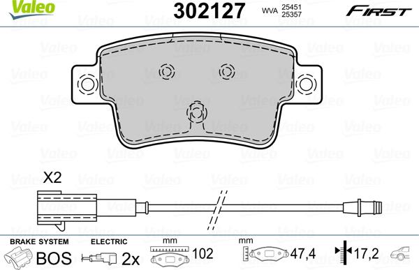 Valeo 302127 - Kit pastiglie freno, Freno a disco www.autoricambit.com