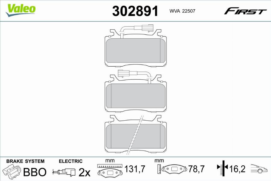 Valeo 302891 - Kit pastiglie freno, Freno a disco www.autoricambit.com