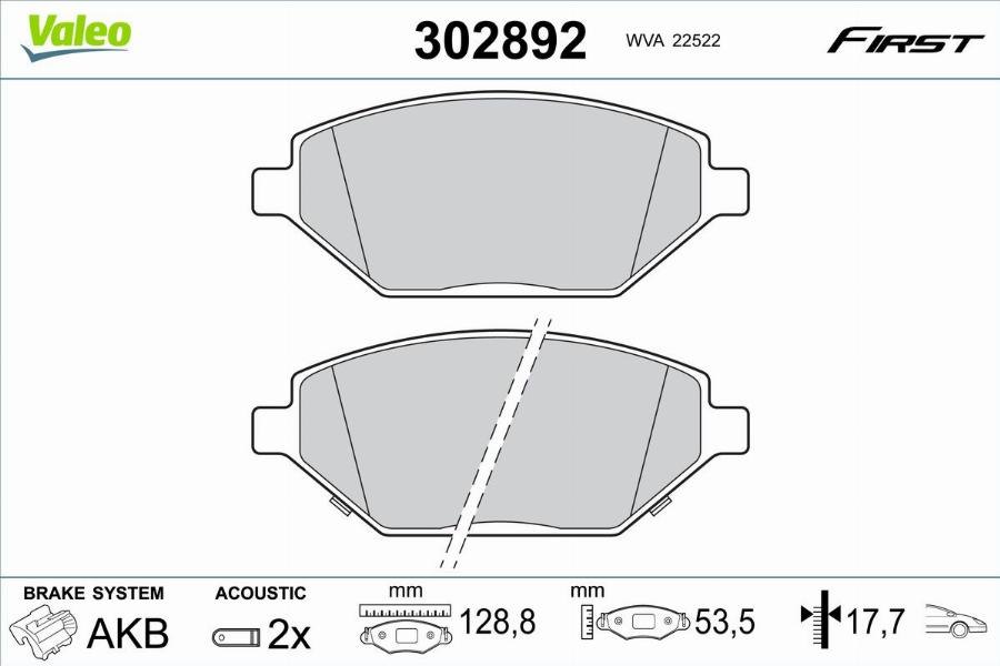 Valeo 302892 - Kit pastiglie freno, Freno a disco www.autoricambit.com