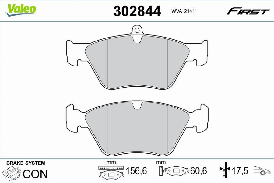 Valeo 302844 - Kit pastiglie freno, Freno a disco www.autoricambit.com