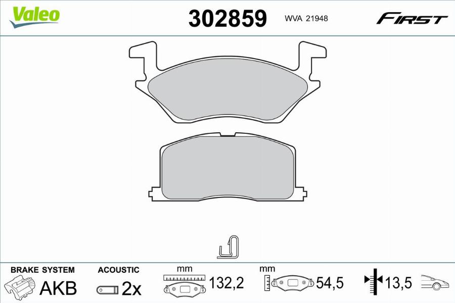 Valeo 302859 - Kit pastiglie freno, Freno a disco www.autoricambit.com