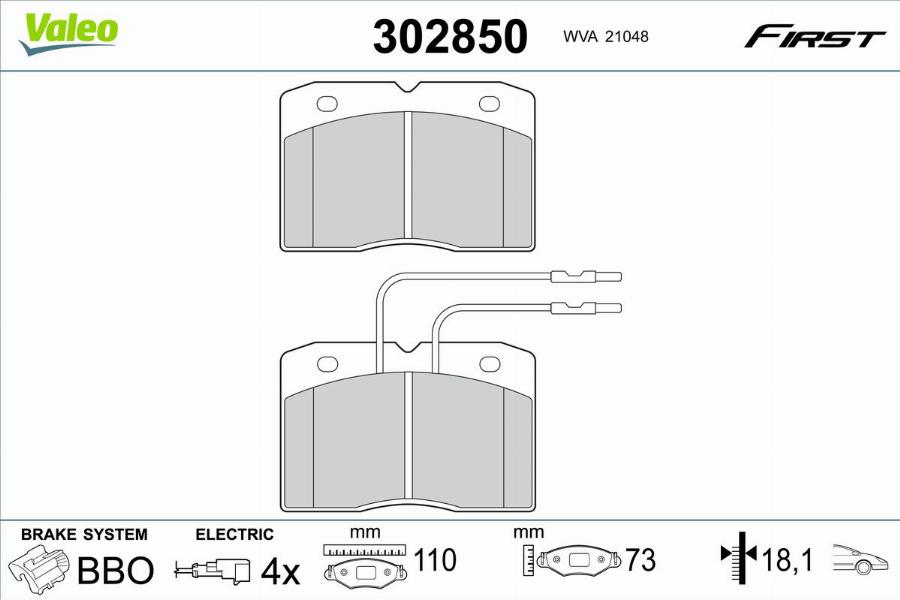 Valeo 302850 - Kit pastiglie freno, Freno a disco www.autoricambit.com