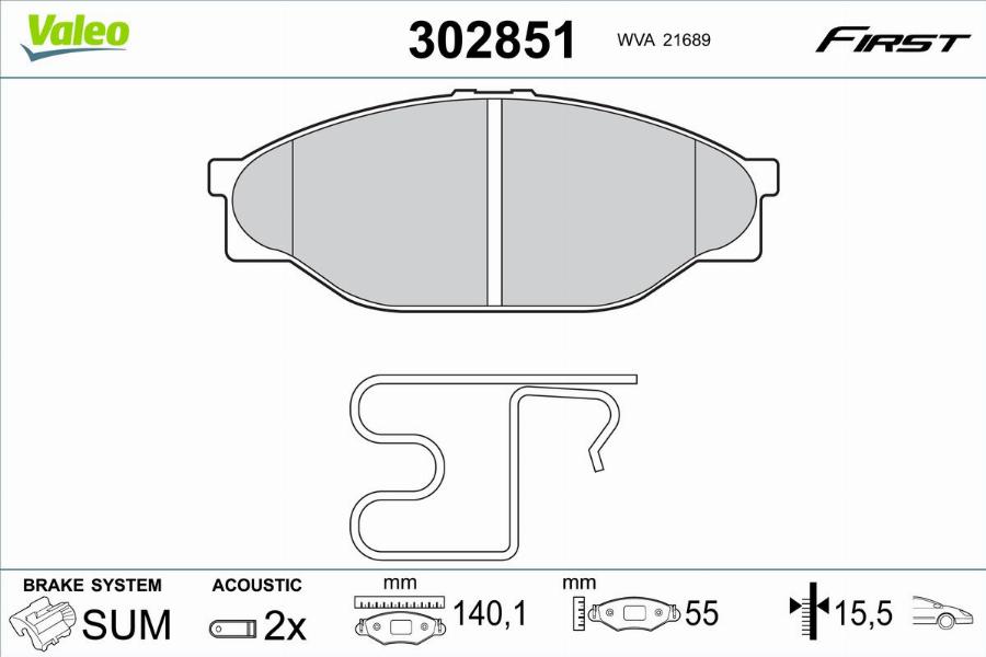 Valeo 302851 - Kit pastiglie freno, Freno a disco www.autoricambit.com