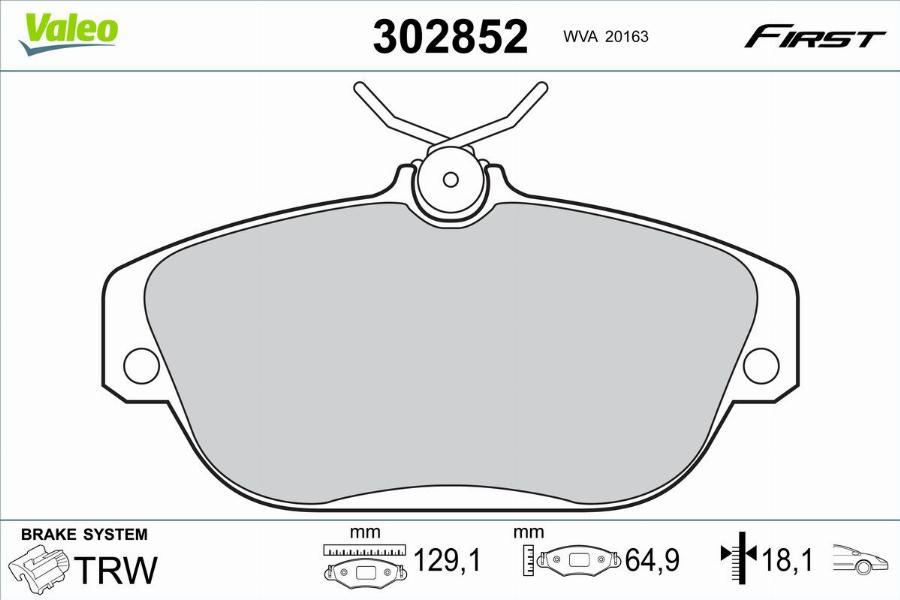 Valeo 302852 - Kit pastiglie freno, Freno a disco www.autoricambit.com