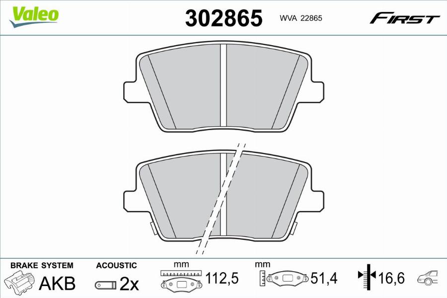 Valeo 302865 - Kit pastiglie freno, Freno a disco www.autoricambit.com