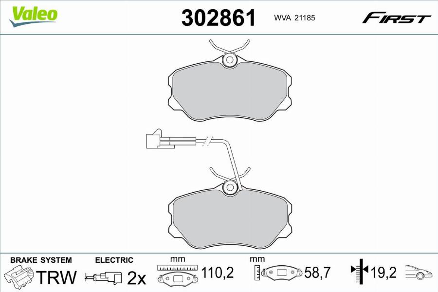 Valeo 302861 - Kit pastiglie freno, Freno a disco www.autoricambit.com