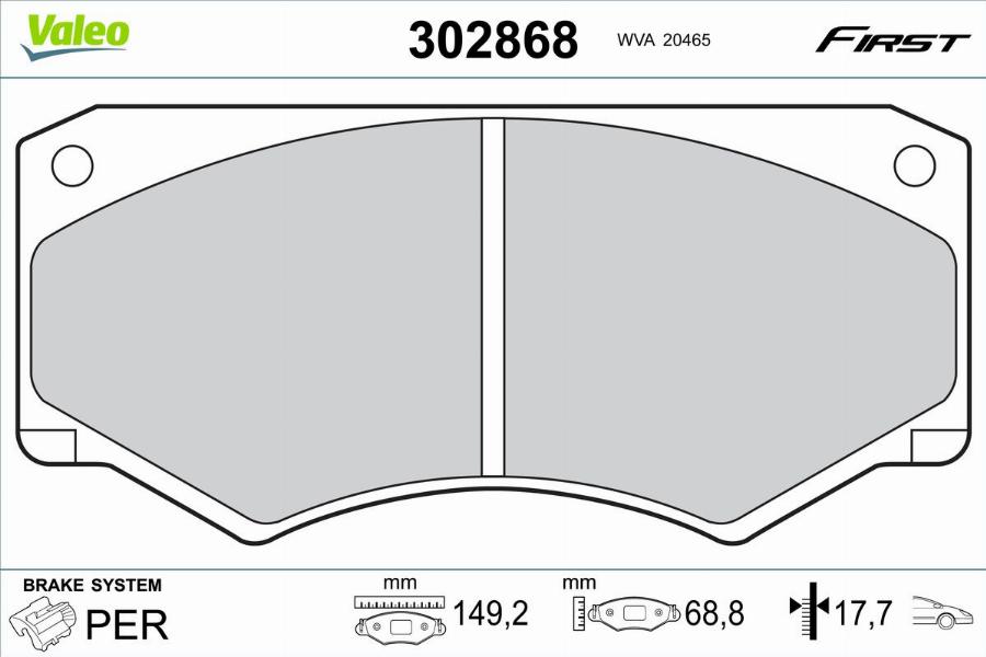 Valeo 302868 - Kit pastiglie freno, Freno a disco www.autoricambit.com