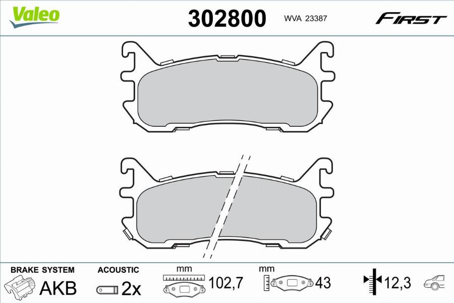 Valeo 302800 - Kit pastiglie freno, Freno a disco www.autoricambit.com