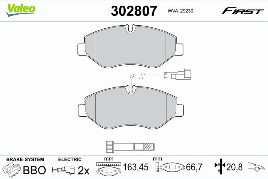 Valeo 302807 - Kit pastiglie freno, Freno a disco www.autoricambit.com