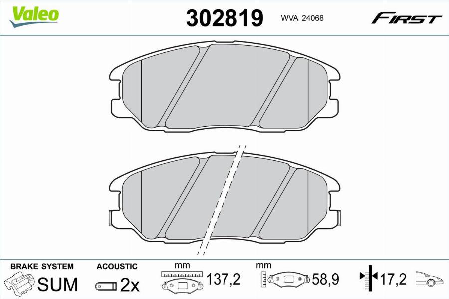 Valeo 302819 - Kit pastiglie freno, Freno a disco www.autoricambit.com