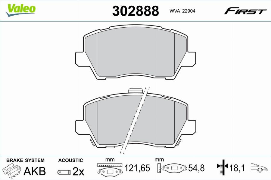 Valeo 302888 - Kit pastiglie freno, Freno a disco www.autoricambit.com