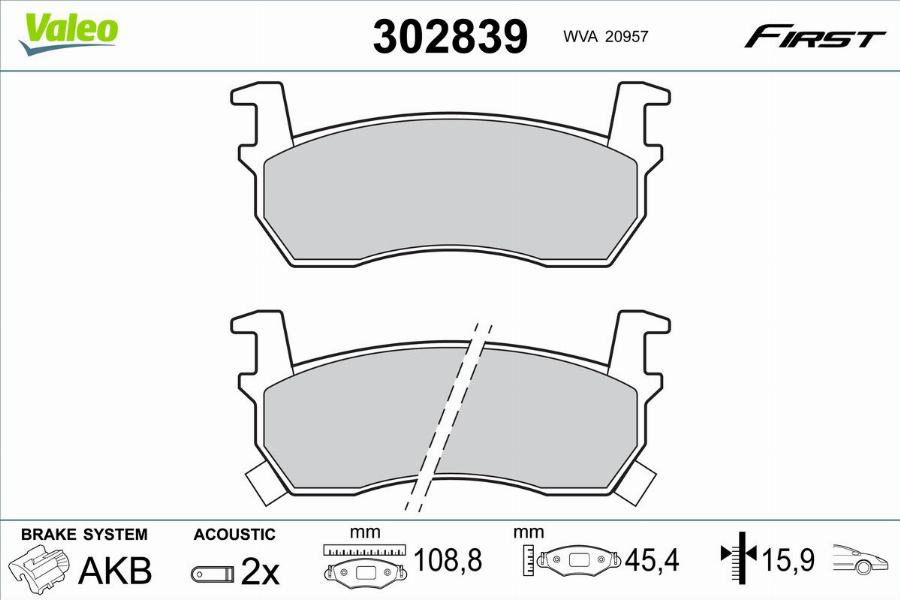 Valeo 302839 - Kit pastiglie freno, Freno a disco www.autoricambit.com