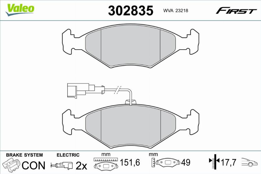 Valeo 302835 - Kit pastiglie freno, Freno a disco www.autoricambit.com