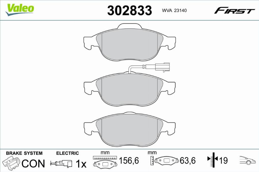 Valeo 302833 - Kit pastiglie freno, Freno a disco www.autoricambit.com