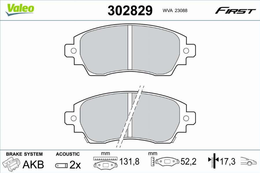 Valeo 302829 - Kit pastiglie freno, Freno a disco www.autoricambit.com