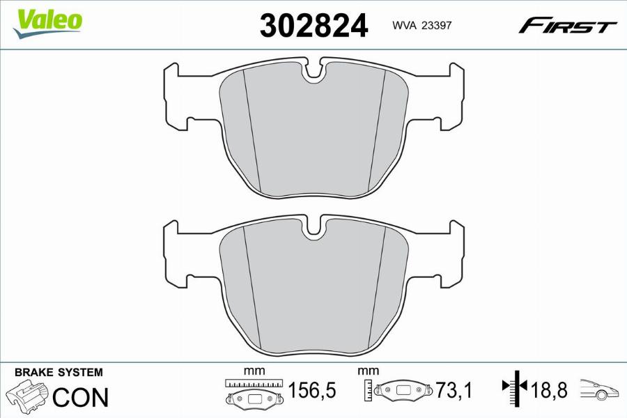 Valeo 302824 - Kit pastiglie freno, Freno a disco www.autoricambit.com