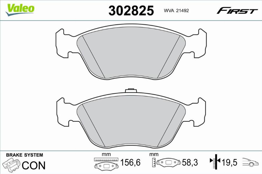 Valeo 302825 - Kit pastiglie freno, Freno a disco www.autoricambit.com