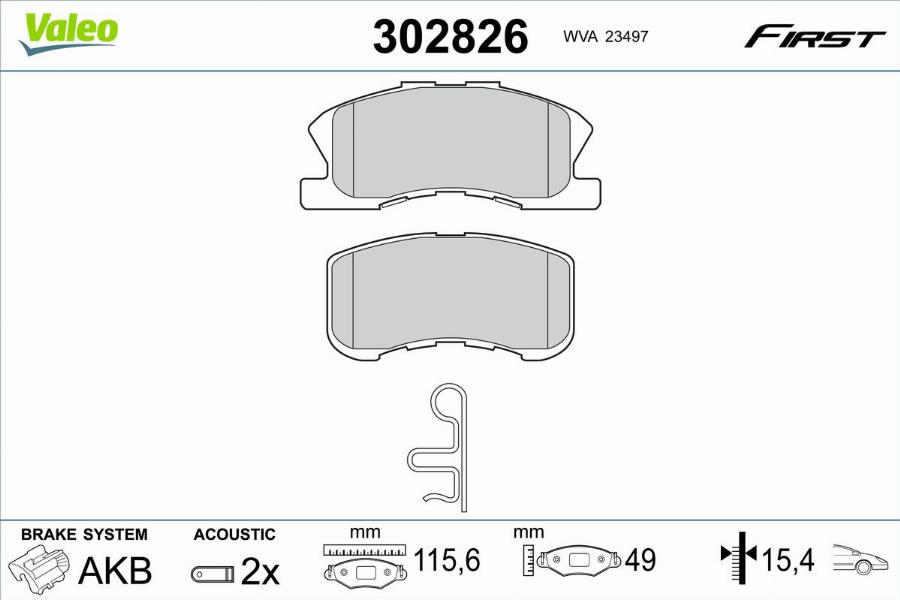 Valeo 302826 - Kit pastiglie freno, Freno a disco www.autoricambit.com