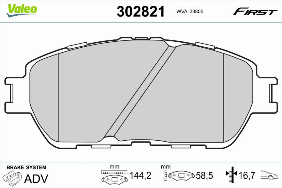 Valeo 302821 - Kit pastiglie freno, Freno a disco www.autoricambit.com