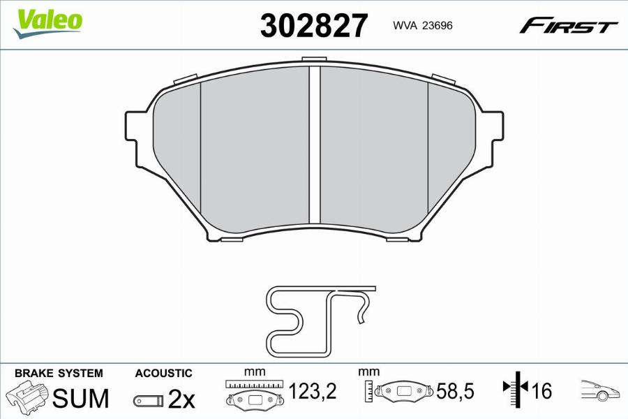 Valeo 302827 - Kit pastiglie freno, Freno a disco www.autoricambit.com