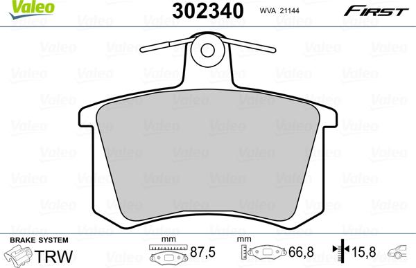 Valeo 302340 - Kit pastiglie freno, Freno a disco www.autoricambit.com