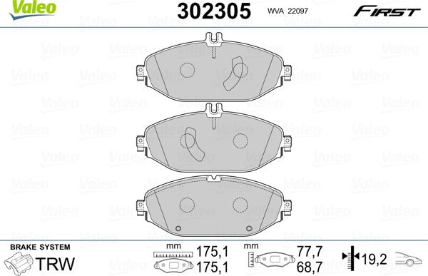 Valeo 302305 - Kit pastiglie freno, Freno a disco www.autoricambit.com