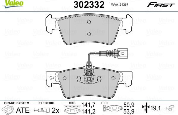 Valeo 302332 - Kit pastiglie freno, Freno a disco www.autoricambit.com