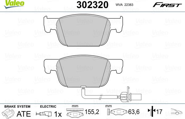 Valeo 302320 - Kit pastiglie freno, Freno a disco www.autoricambit.com