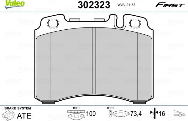 Valeo 302323 - Kit pastiglie freno, Freno a disco www.autoricambit.com