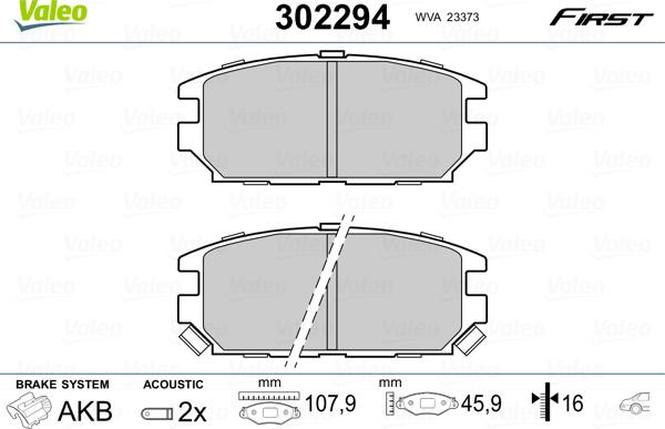 Valeo 302294 - Kit pastiglie freno, Freno a disco www.autoricambit.com