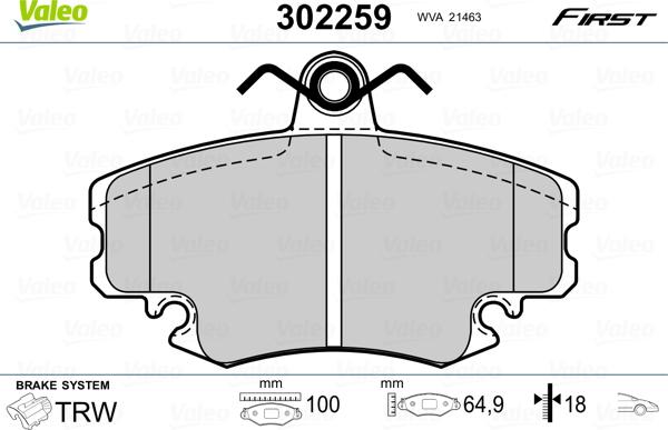 Valeo 302259 - Kit pastiglie freno, Freno a disco www.autoricambit.com