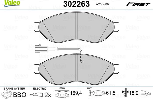 Valeo 302263 - Kit pastiglie freno, Freno a disco www.autoricambit.com